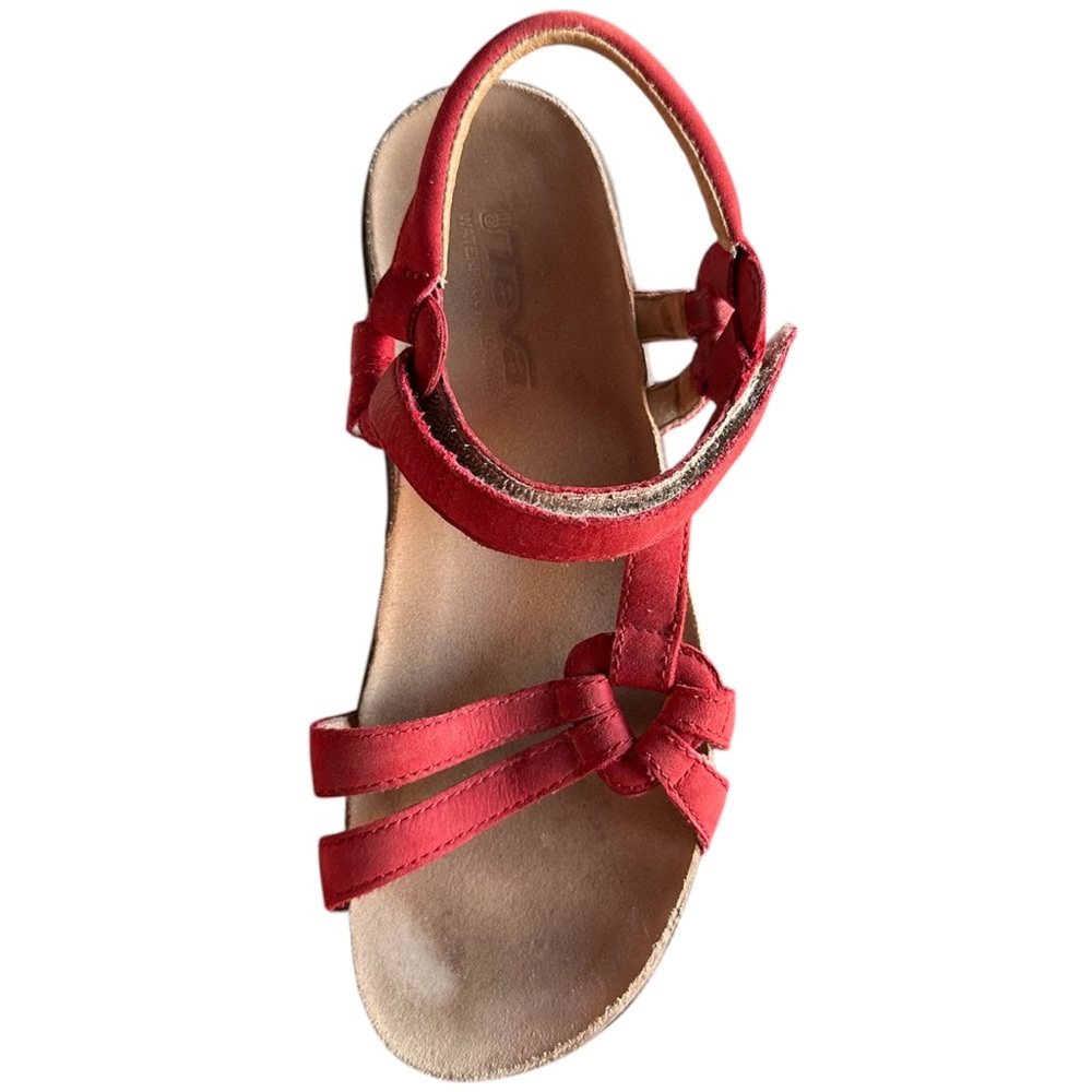 Teva Ventura Red Cork Sandals 6389 Strap Leather Flat Slip On Waterproof Women 6 - Picture 4 of 5